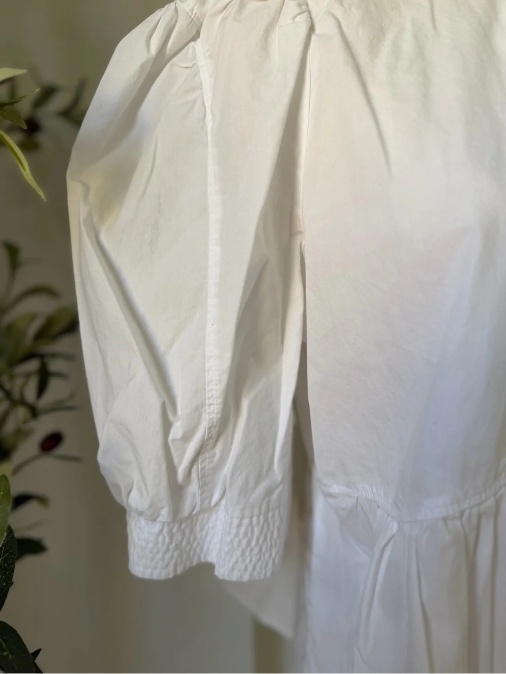 Zara White Puff Sleeve Peplum Blouse